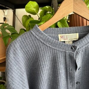Light Gray Ribbed Cardigan Sweater